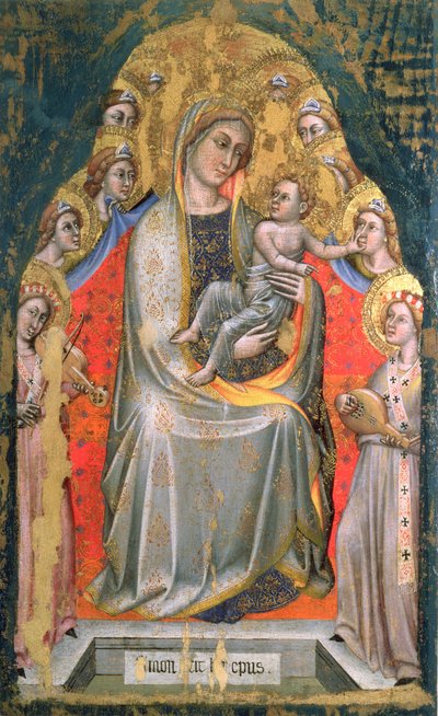 Madonna and Child Enthroned with Angels by Simone dei Crocifissi